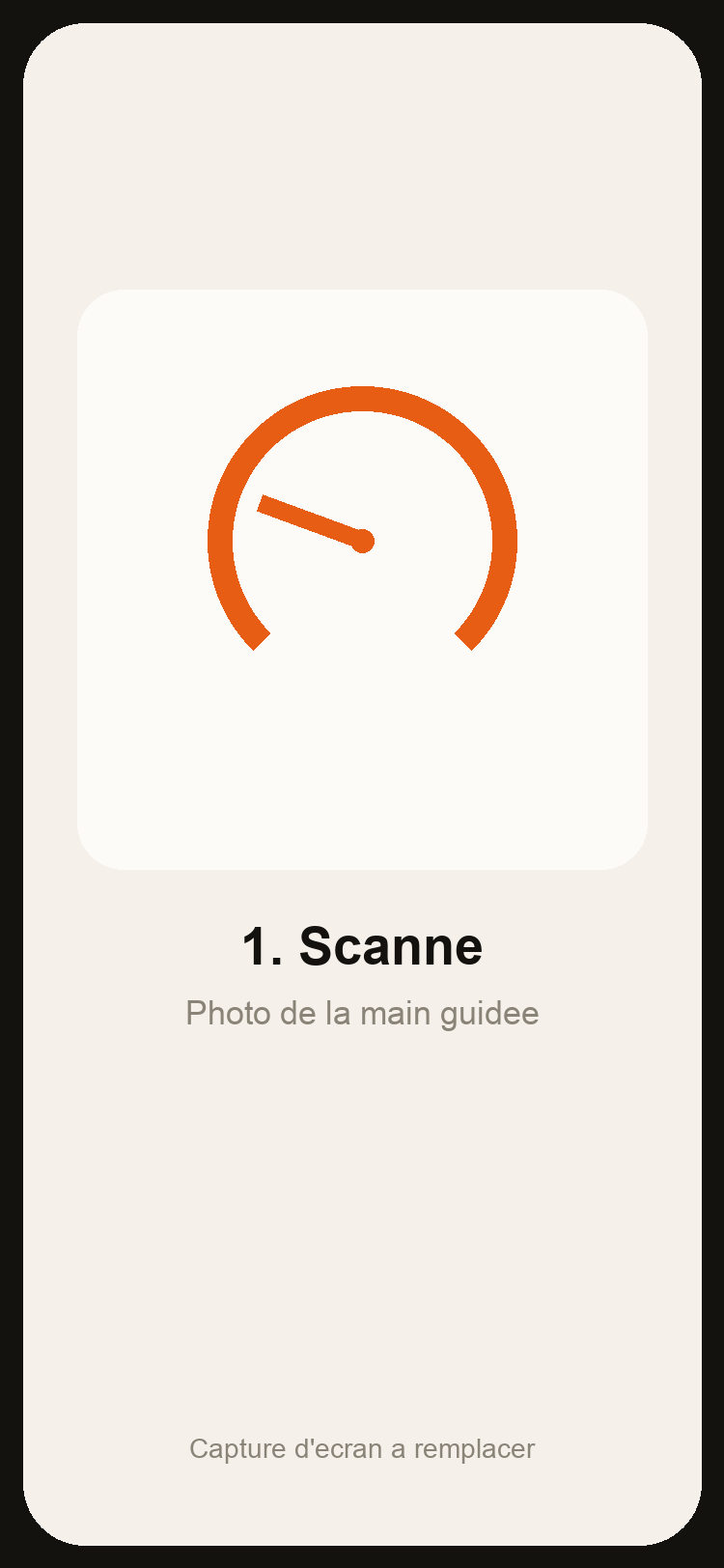 Capture d'écran de l'app Rate My Hand : scan de la main